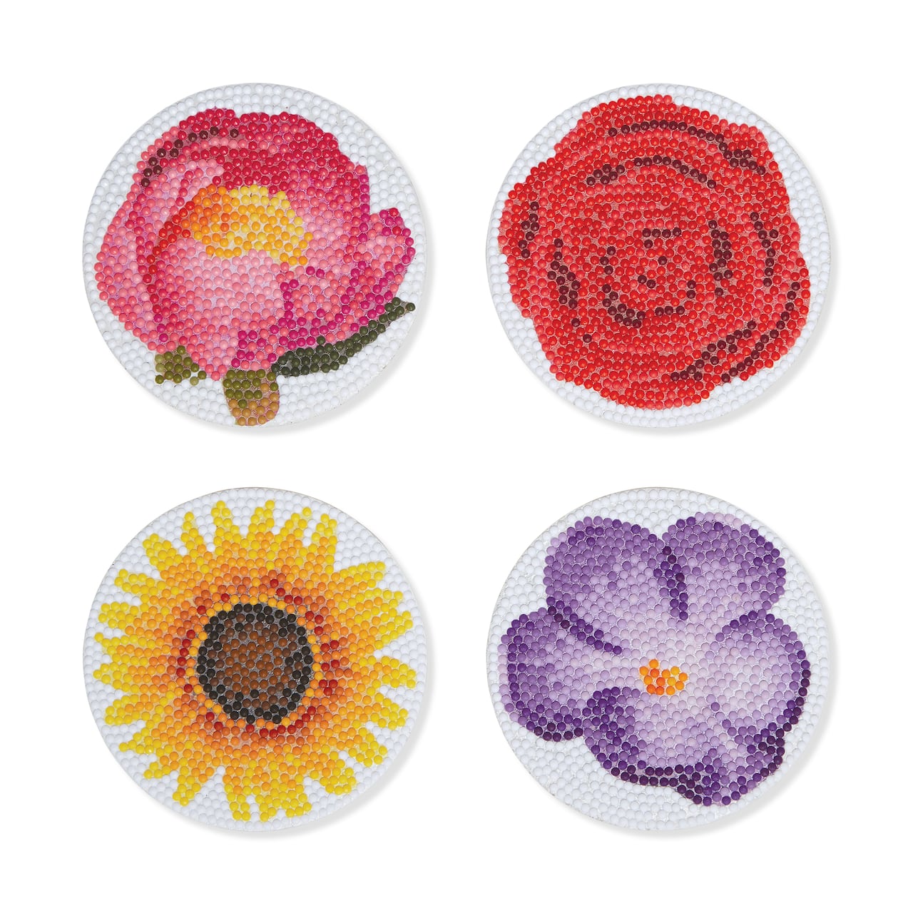 Round Flower Diamond Art Coaster Kit by Make Market®